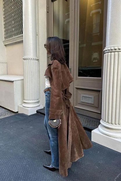 Elodie - Trench in pelle vegana con tasche da donna