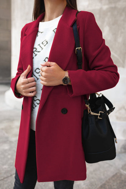 Wilma - Women's Pockets Double-Breasted Coat