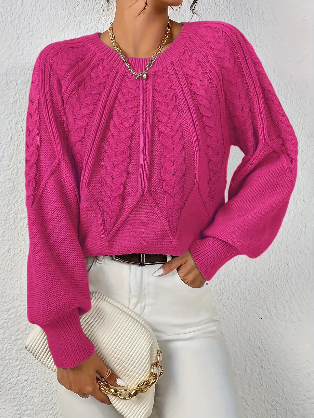 Gwendolen - Women's Medium Cable-Knit Sweater - photo 4