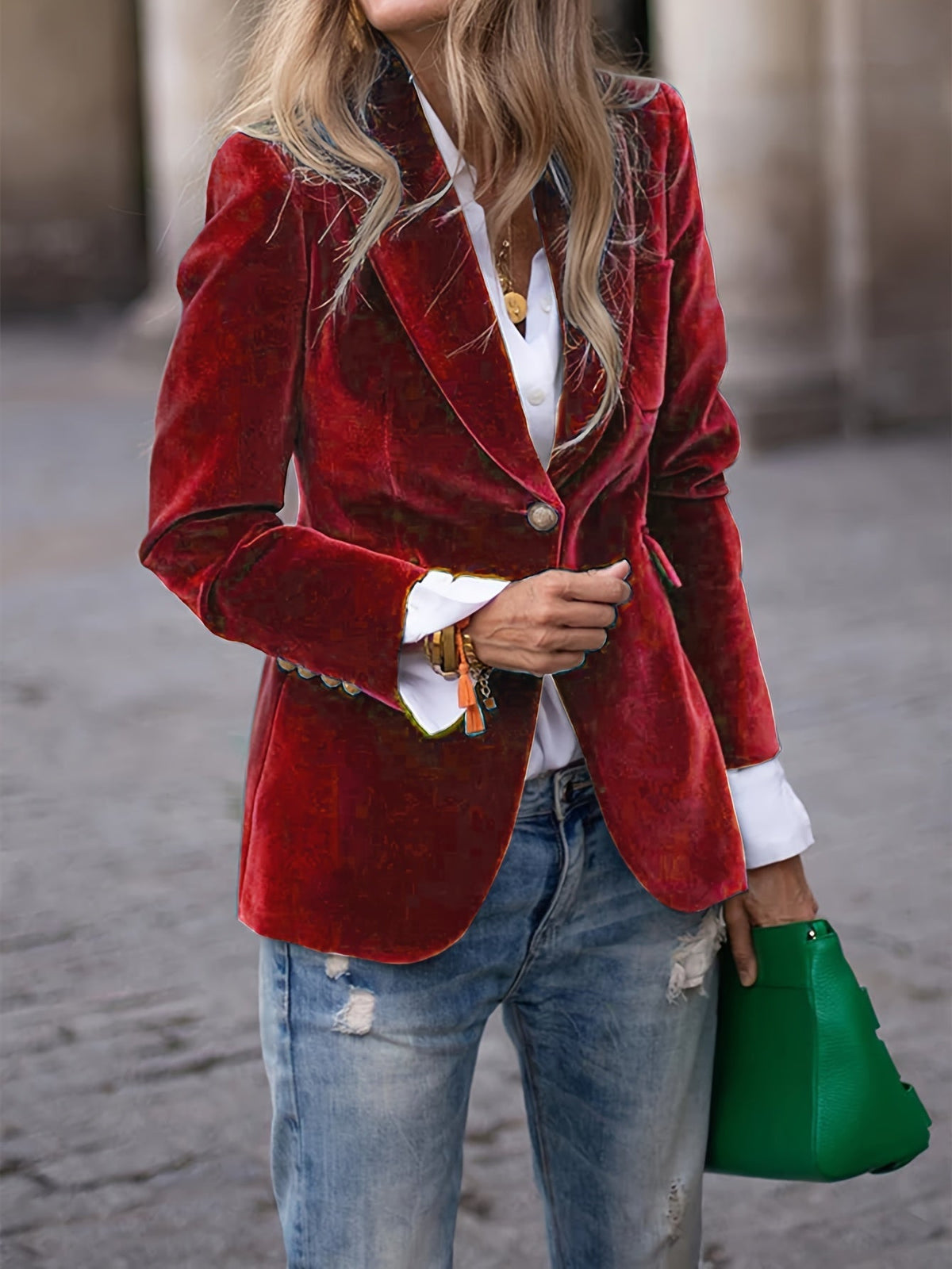 Rosalind - Women's Velvet Accents Blazer