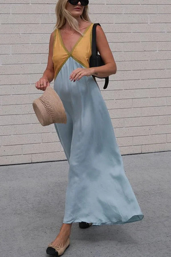 Clare - Women's V-neck contrasting colour dress - photo 21