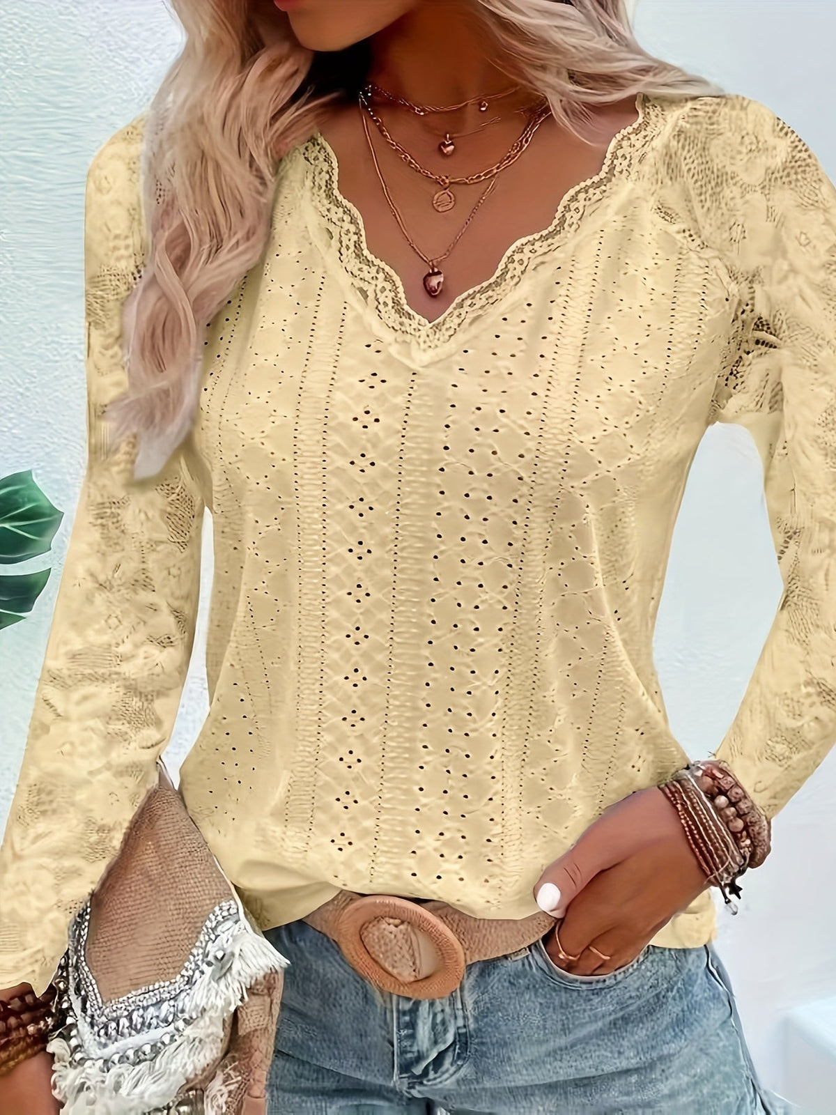Sylvie - Women's Long Lace-Sleeve Blouse - photo 17