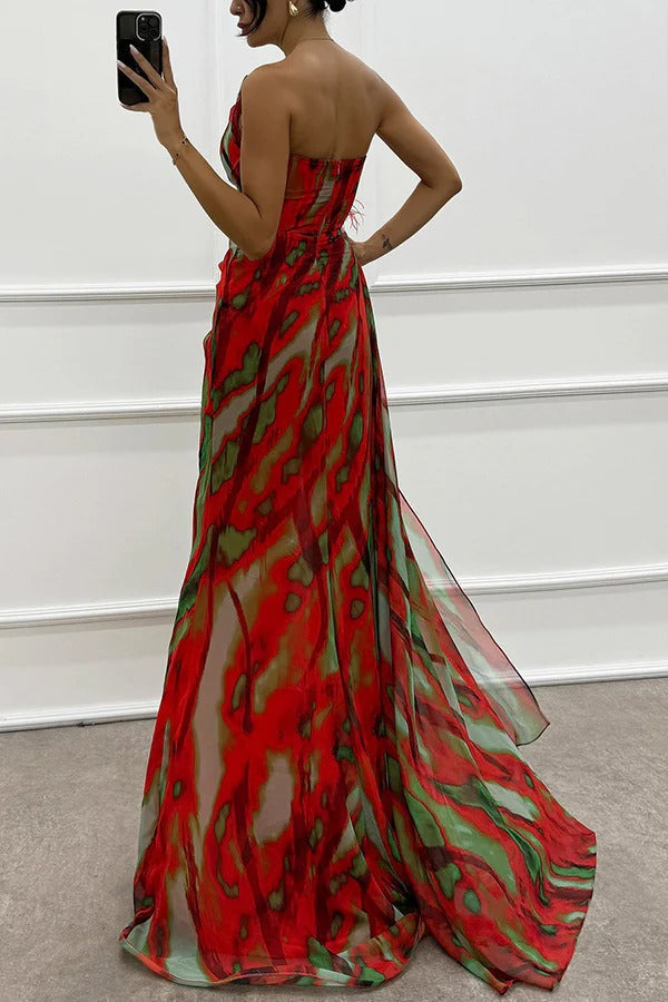 Sophia - Women's Off-Shoulder Slit Printed Maxi Dress - photo 5