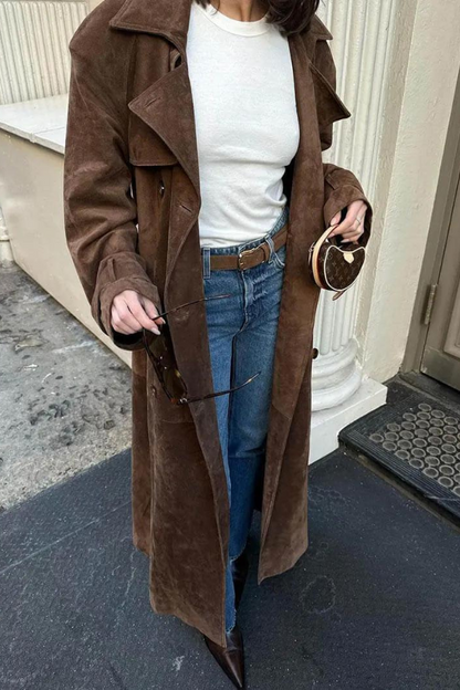 Elodie - Trench in pelle vegana con tasche da donna