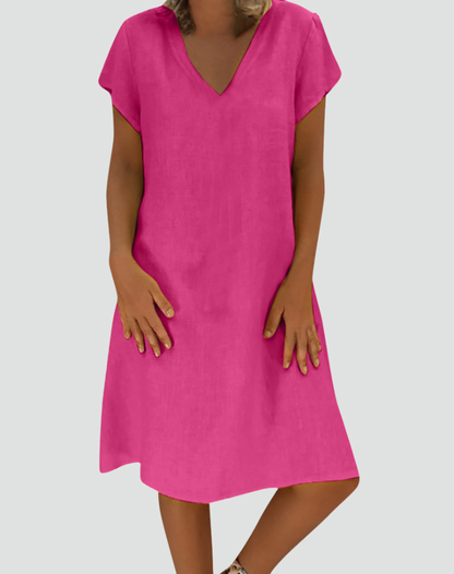 Corinne - Women's V-Neck Relaxed Dress - photo 4