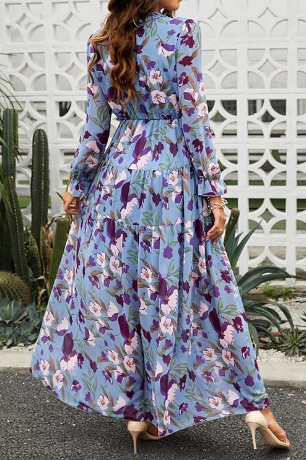 Aveline - Women's Wild Lotus Ruffle Tiered Maxi Dress - photo 12