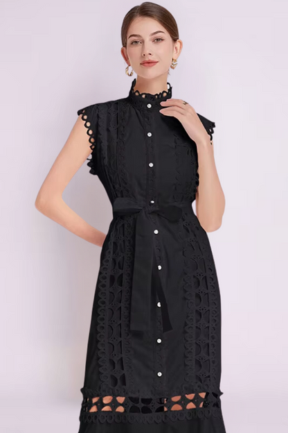 Wilhelmine - Women's Sheath Maxi Tied Dress