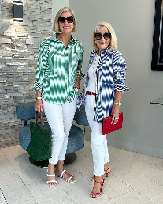 Ursula - Women's Striped Button-Up Top - photo 1