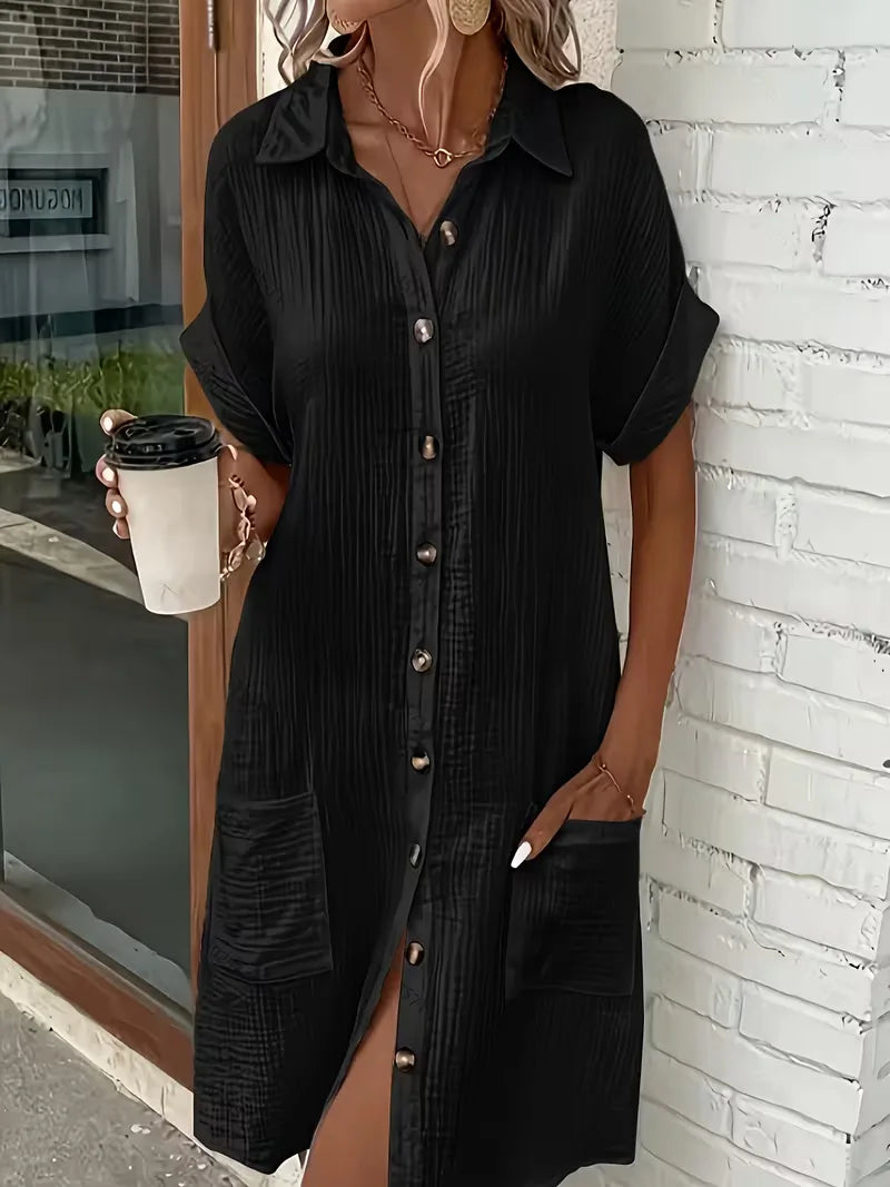 Ulrike - Women's Shirt Midi Cotton Dress - photo 18
