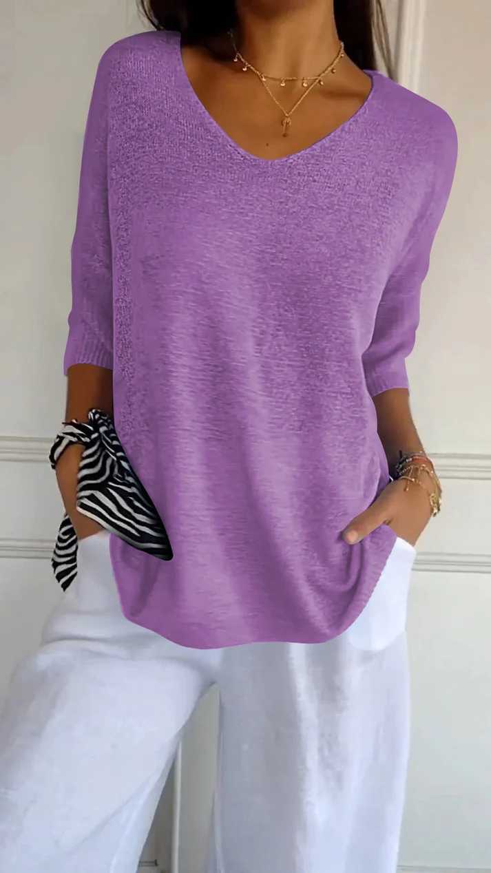 Amberly - Women's V-neck Three-Quarter Top - photo 6