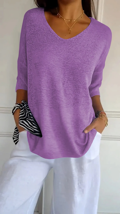 Amberly - Women's V-neck Three-Quarter Top - photo 6