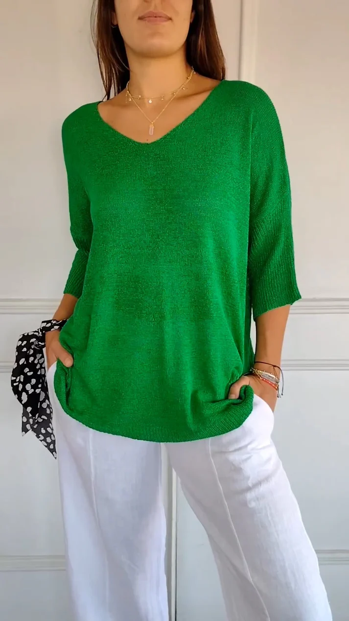 Amberly - Women's V-neck Three-Quarter Top - photo 5
