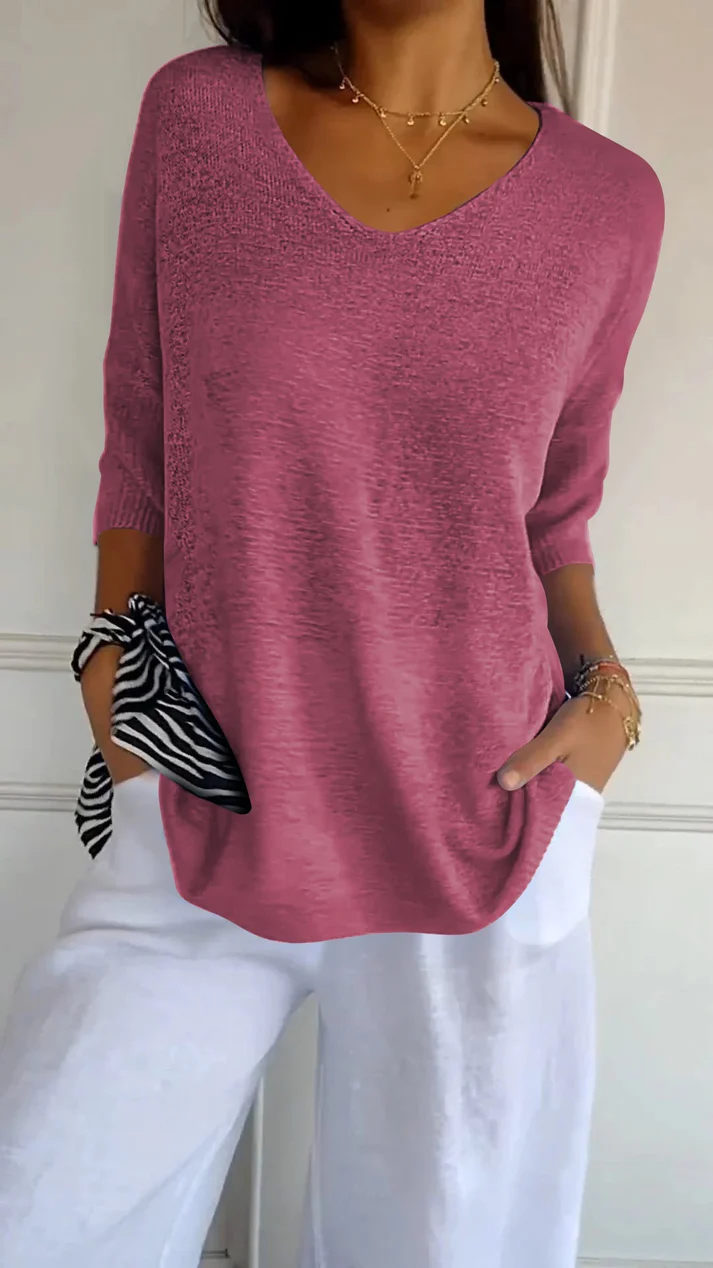 Amberly - Women's V-neck Three-Quarter Top - photo 4