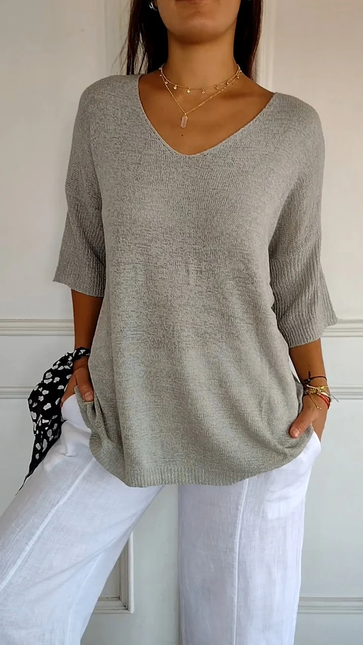Amberly - Women's V-neck Three-Quarter Top - photo 9