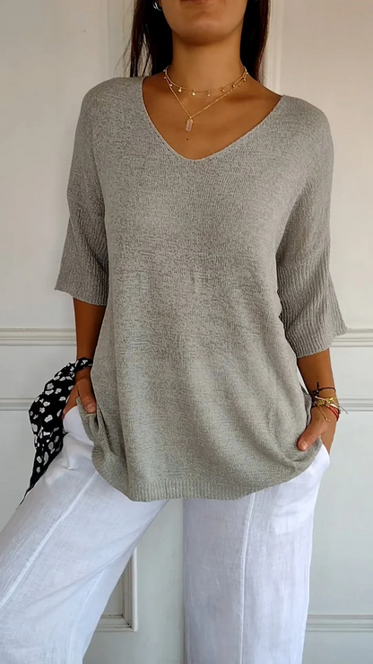 Amberly - Women's V-neck Three-Quarter Top - photo 9