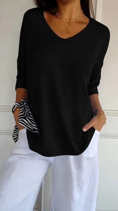 Amberly - Women's V-neck Three-Quarter Top - photo 7