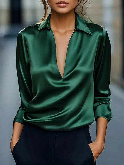 Zora - Women's V-neck Long Blouse - photo 3