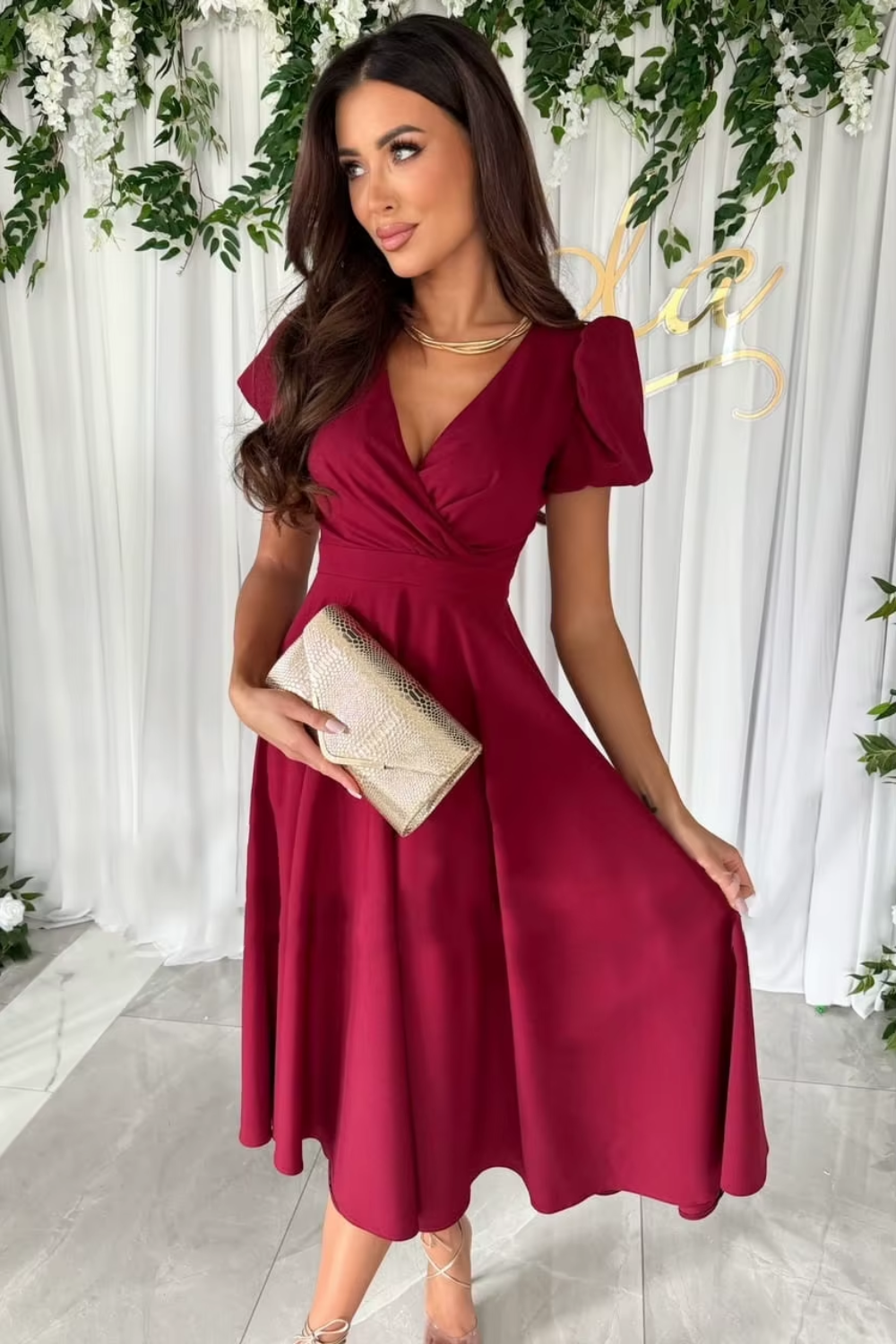 Anika - Women's V-Neck Midi Dress for Weddings and Special Occasions - photo 6