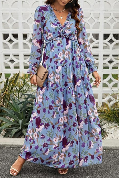 Aveline - Women's Wild Lotus Ruffle Tiered Maxi Dress - photo 11