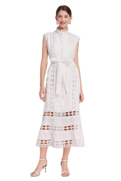 Wilhelmine - Women's Sheath Maxi Tied Dress