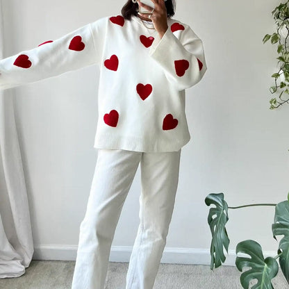 Faye - Women's Medium Heart Sweater