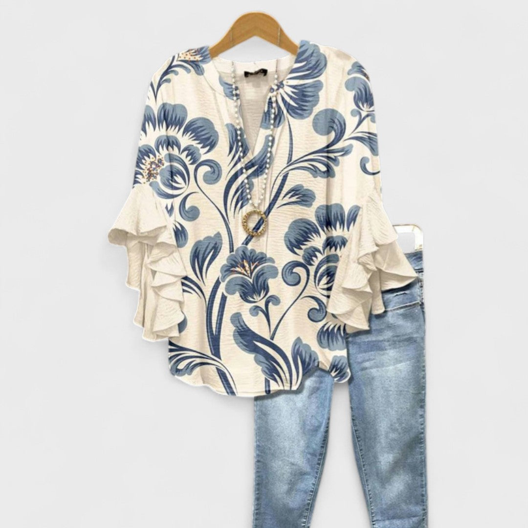 Ysolde - Women's V-neck Ruffle Blouse - photo 1