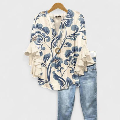Ysolde - Women's V-neck Ruffle Blouse - photo 1
