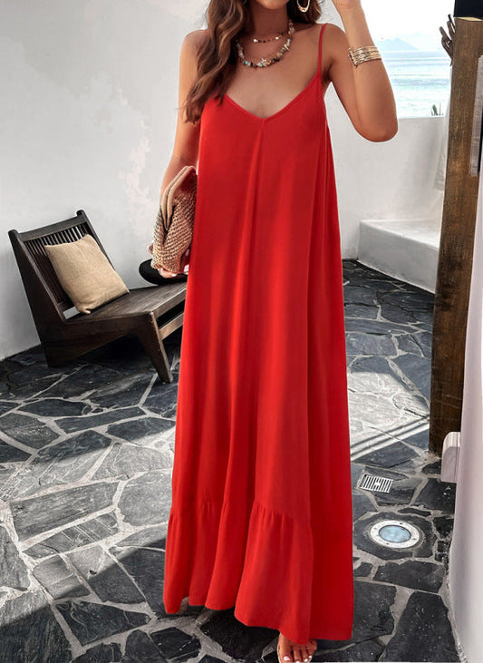 Skye - Women's Maxi Dress with Spaghetti Straps and Ruffle Hem - photo 1