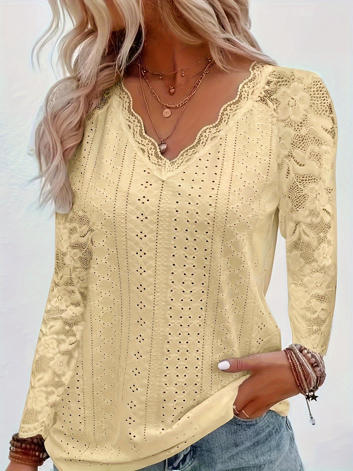 Sylvie - Women's Long Lace-Sleeve Blouse - photo 15