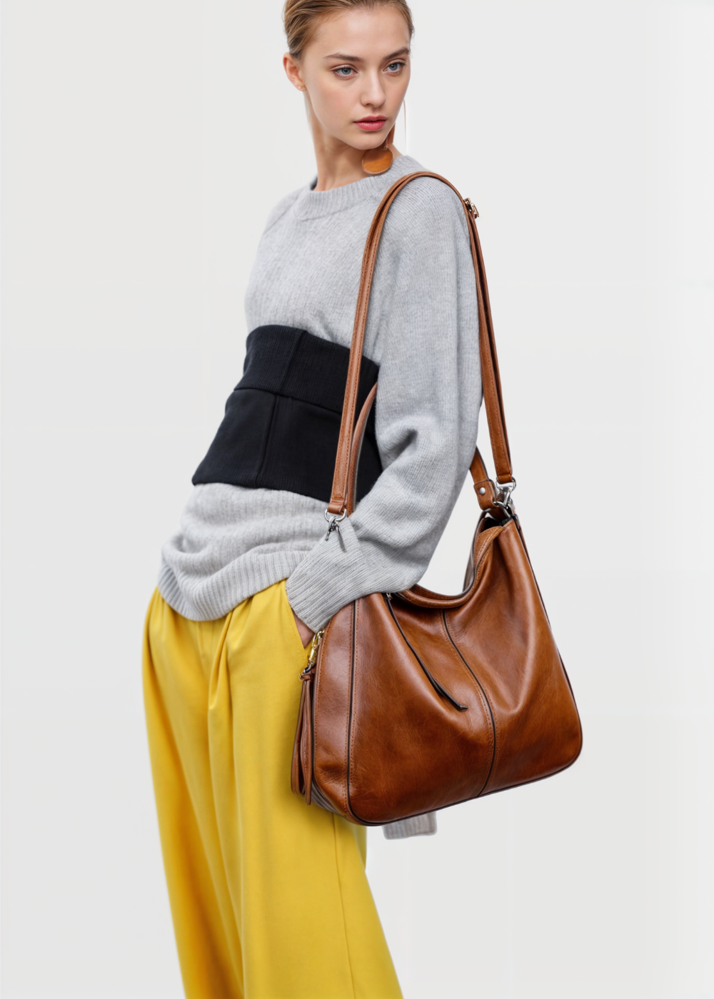 Ersilia - Women's Luxe Leather Tote - photo 8