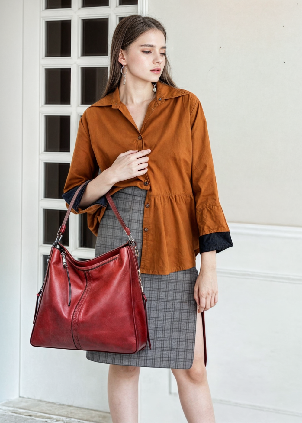 Ersilia - Women's Luxe Leather Tote - photo 6