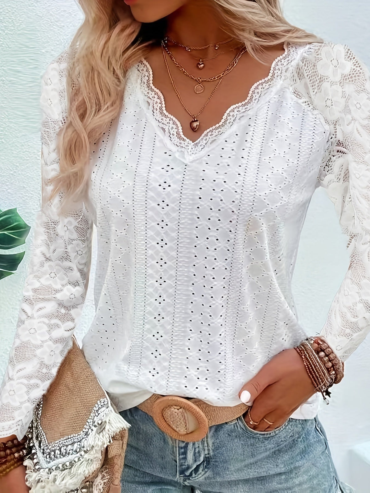 Sylvie - Women's Long Lace-Sleeve Blouse - photo 5