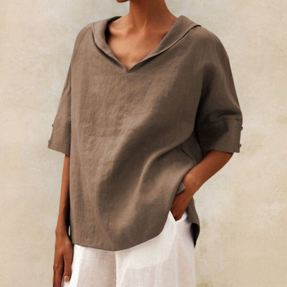 Katrijn - Top in lino con scollo a V da donna