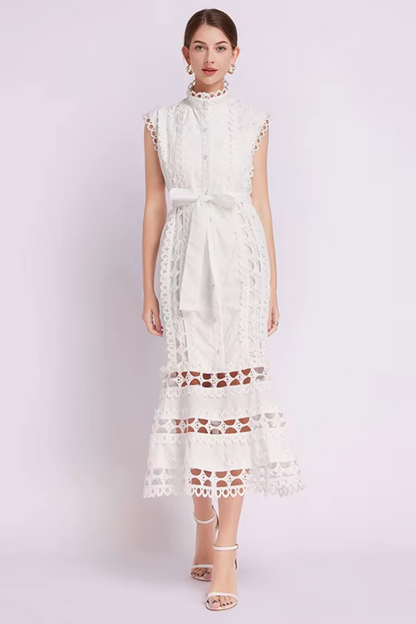 Wilhelmine - Women's Sheath Maxi Tied Dress