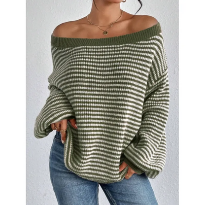 Susanna - Women's Striped Off-Shoulder Sweater - photo 10