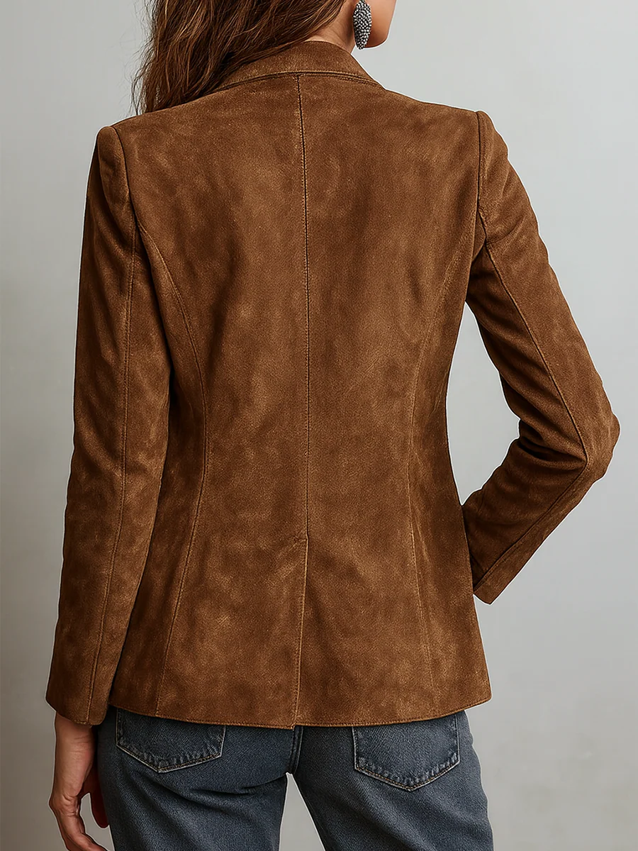 Ursula - Women's Suede Button-Down Blazer - photo 2