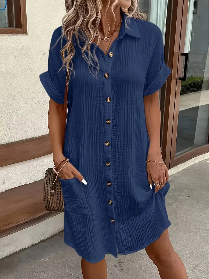 Ulrike - Women's Shirt Midi Cotton Dress - photo 7