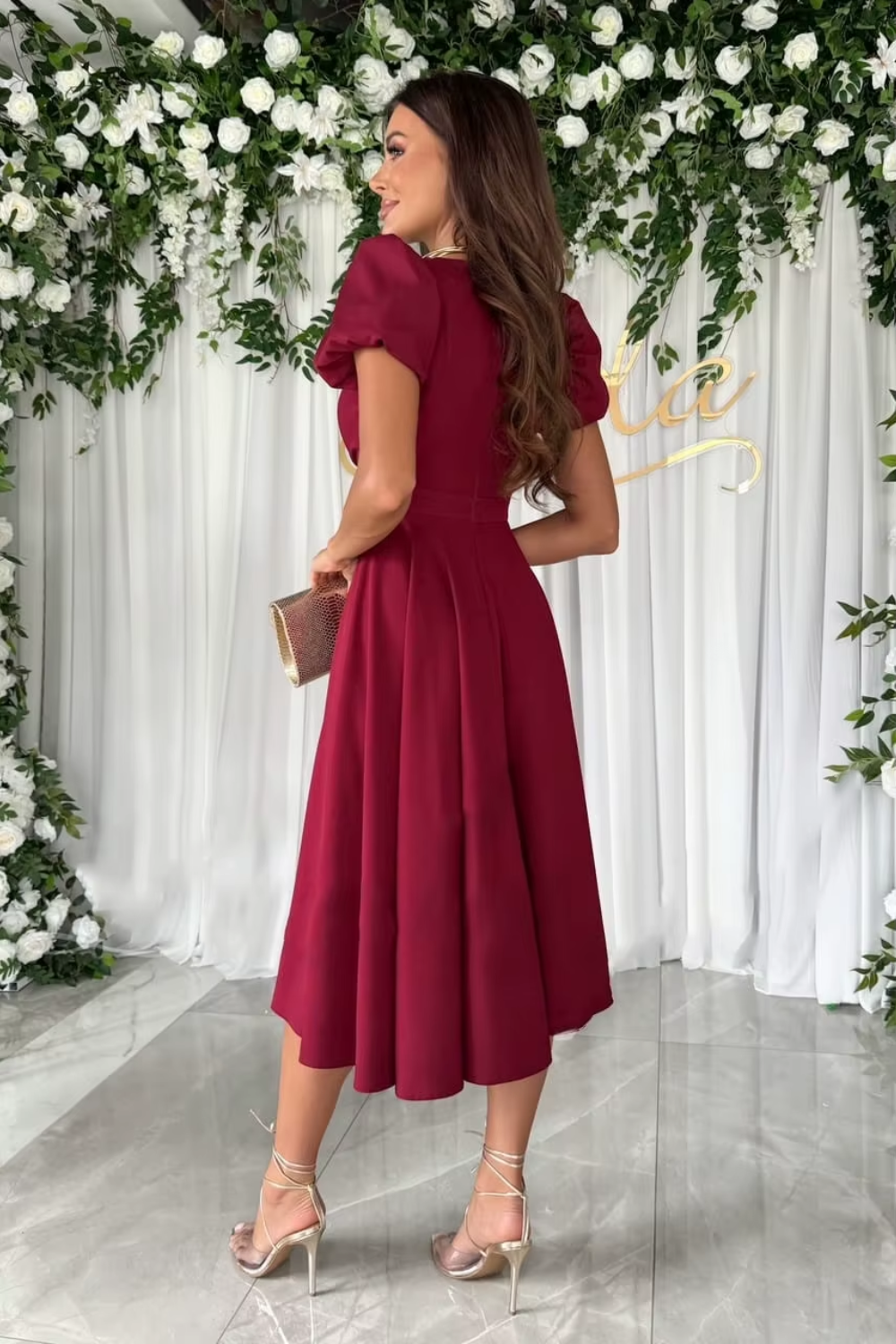 Anika - Women's V-Neck Midi Dress for Weddings and Special Occasions - photo 8