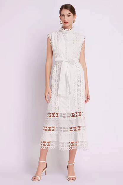Wilhelmine - Women's Sheath Maxi Tied Dress
