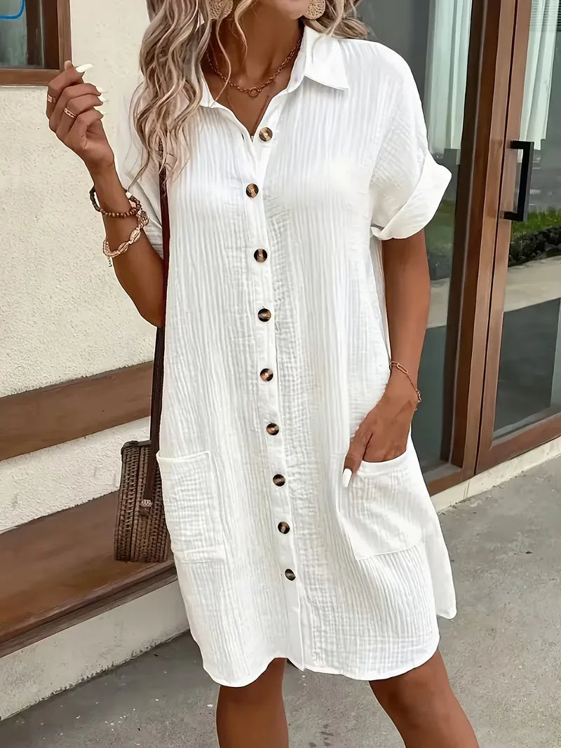 Ulrike - Women's Shirt Midi Cotton Dress - photo 12