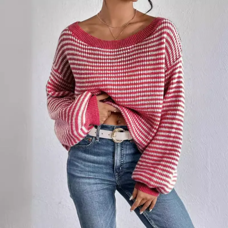 Susanna - Women's Striped Off-Shoulder Sweater - photo 8