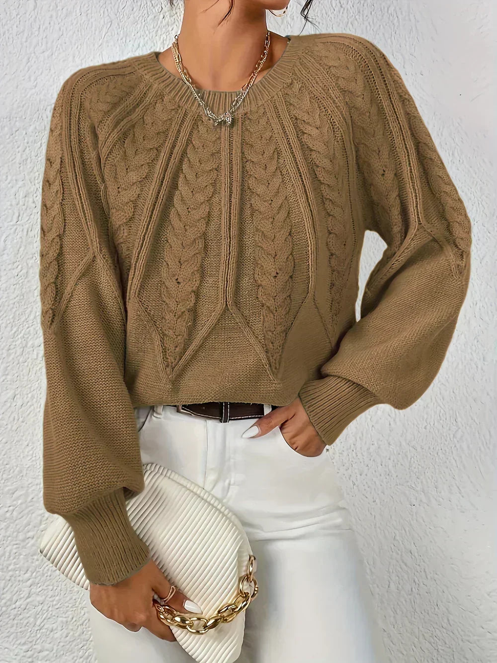 Gwendolen - Women's Medium Cable-Knit Sweater - photo 8
