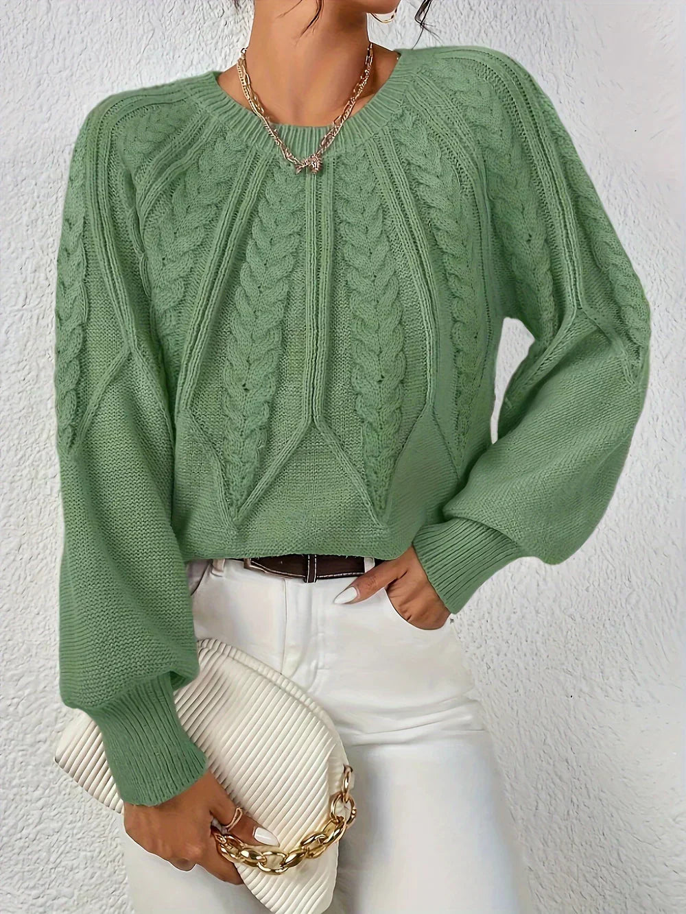 Gwendolen - Women's Medium Cable-Knit Sweater - photo 11