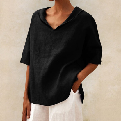 Katrijn - Top in lino con scollo a V da donna