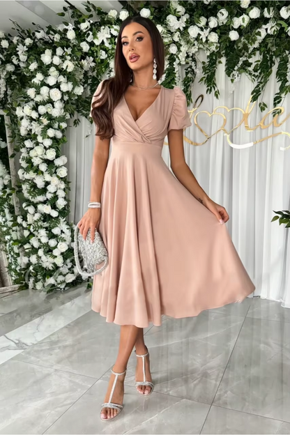 Anika - Women's V-Neck Midi Dress for Weddings and Special Occasions - photo 9