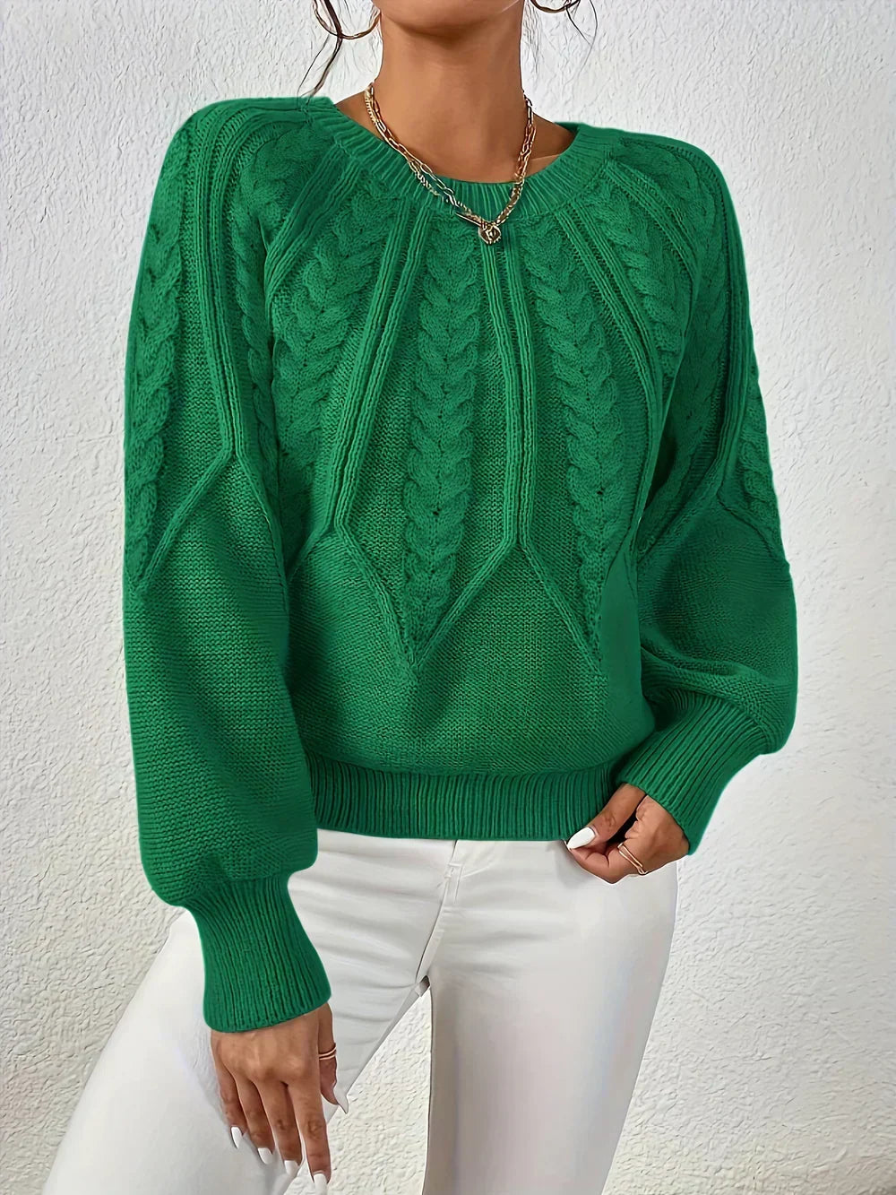Gwendolen - Women's Medium Cable-Knit Sweater - photo 3
