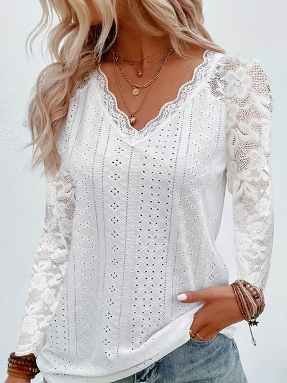 Sylvie - Women's Long Lace-Sleeve Blouse - photo 3