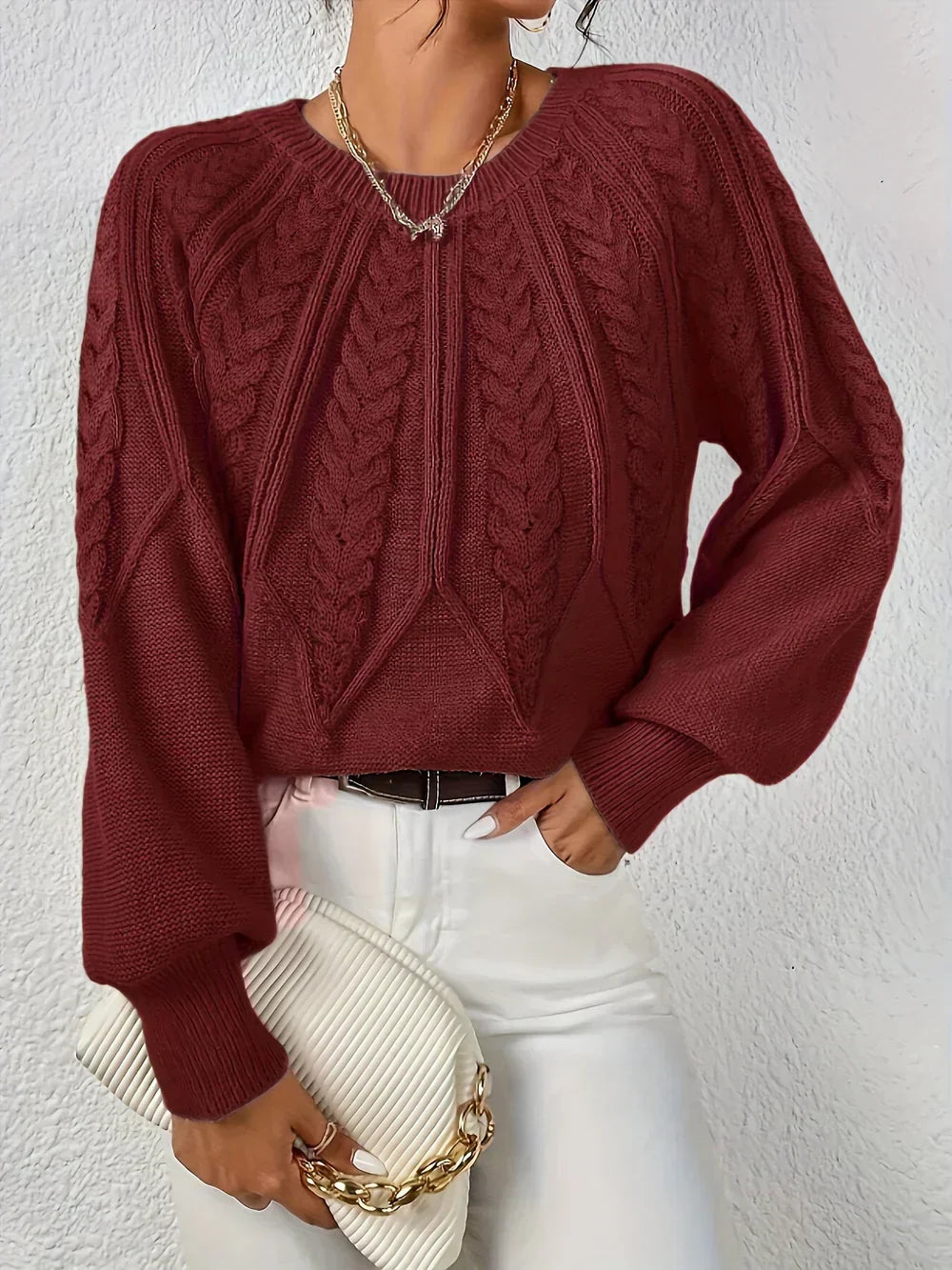 Gwendolen - Women's Medium Cable-Knit Sweater - photo 1