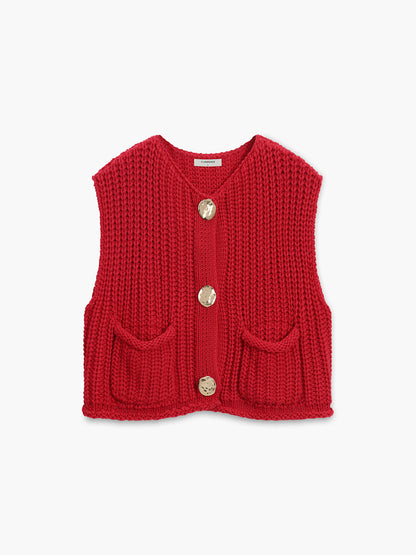 Amberly - Women's Cotton Button-Down Vest