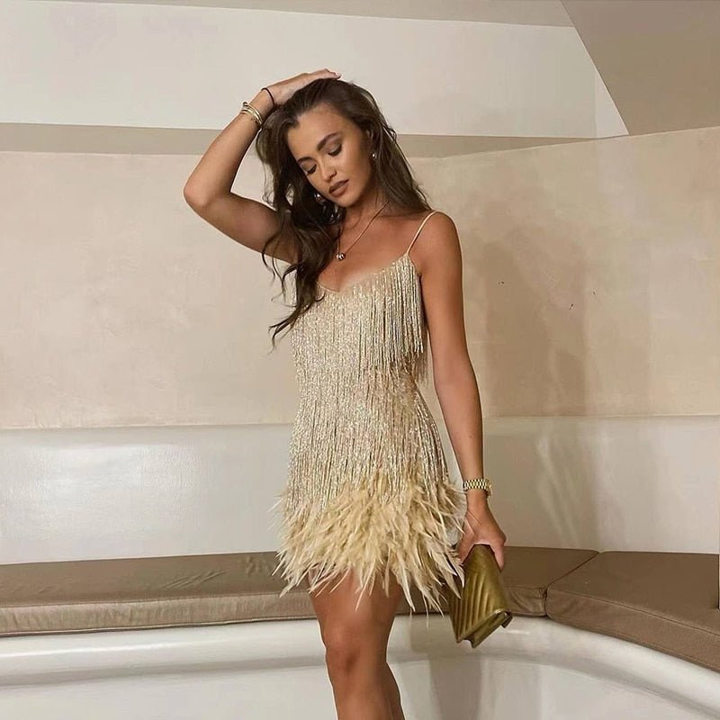 Vanya - Women's Mini Feather Dress - photo 4